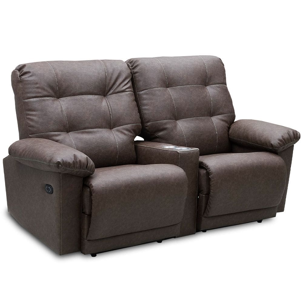 Poltrona Retrátil Reclinável Manual Cinema 2 Lugares Holly T03 Couro Cristal Tabaco - Lyam Decor