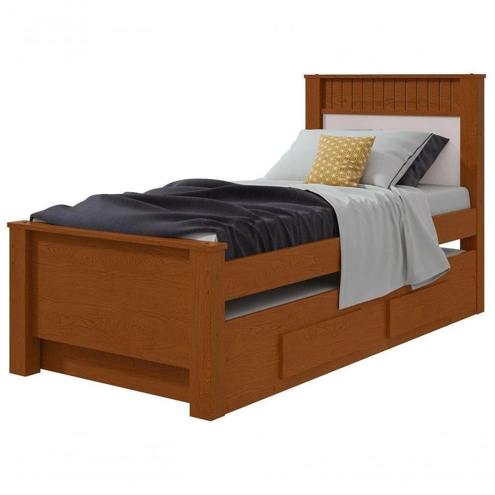 Cama Solteiro Lopas Athenas Plus com Auxiliar 2 Gavetas