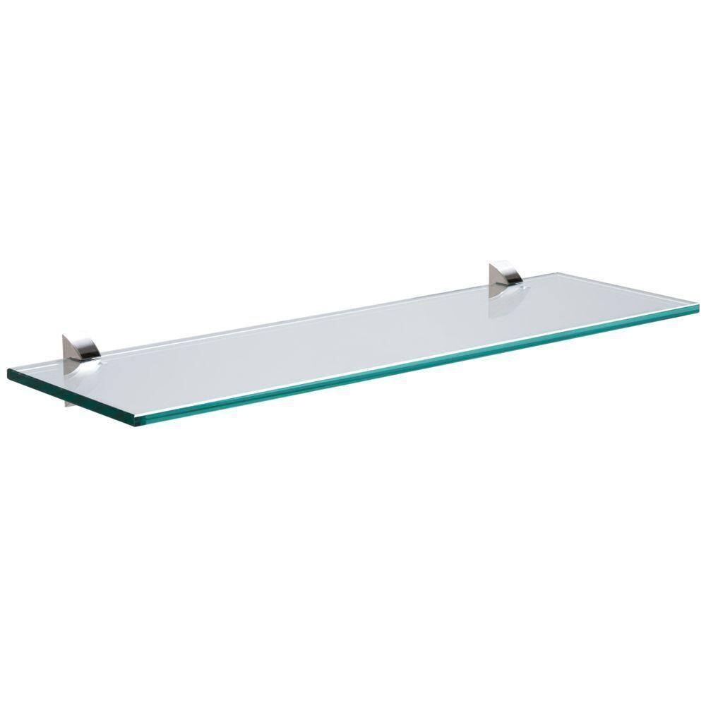 Prateleira De Vidro Tramontina Glass Reta Com Suporte Injetado 500x150x8mm