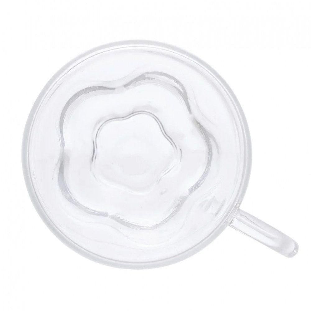 Jogo De Xícaras De Café Parede Dupla Flor Hibisco 75 Ml Lyor