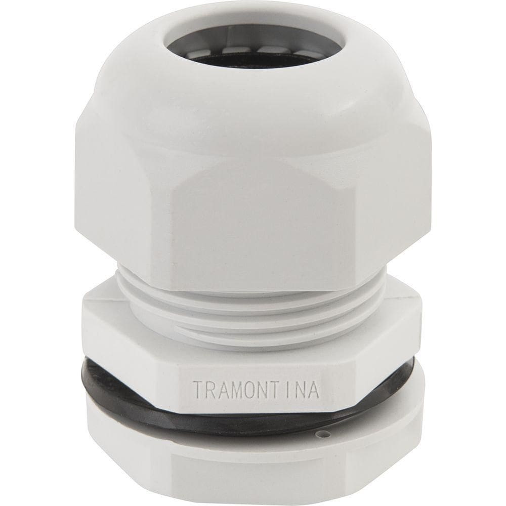 Conector Prensa-cabo 3-4 Polegada Tramontina Em Termoplástico Cinza Com Bucha