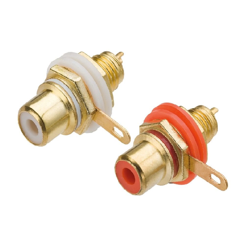 Kit 5 Pares Jack RCA p/ Painel Gold 6mm BR/VM