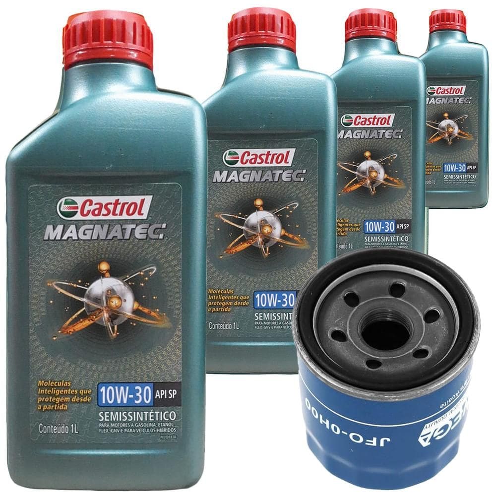 4 Óleo Semissintético 10W20 Castrol e Filtro Wega HB20 1.0