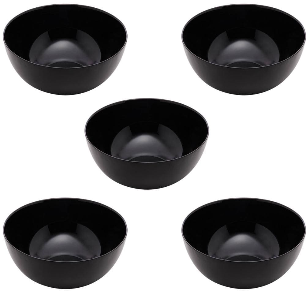 Jogo 5 Bowl De Vidro 1,8l Tigela Cumbuca Lyor Saladeira Diwali Black Opalino 21cm