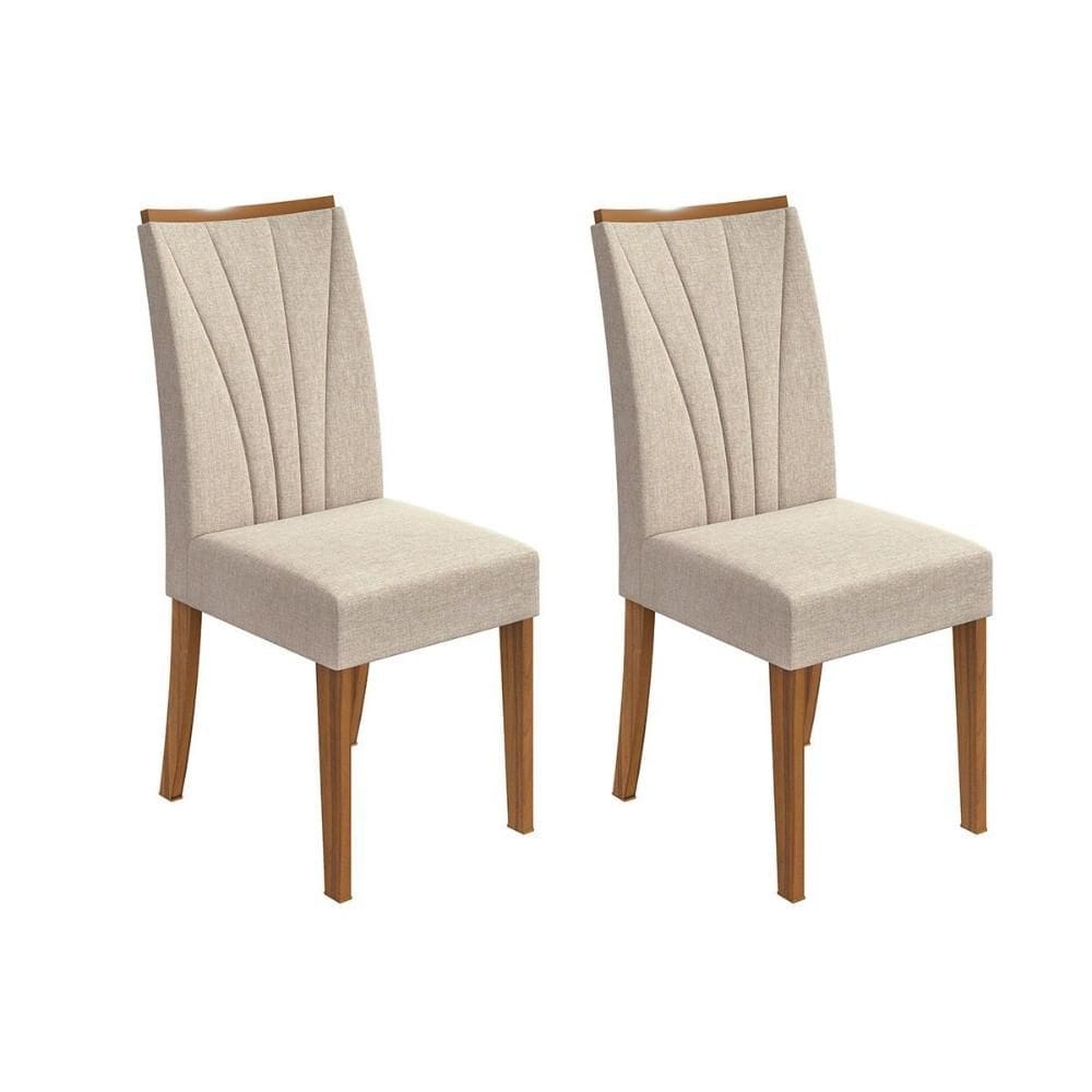 Kit 2 Cadeiras Sala Jantar Apogeu 2 Un Rovere/Amêndoa/Linho Rinzai Bege - Lopas