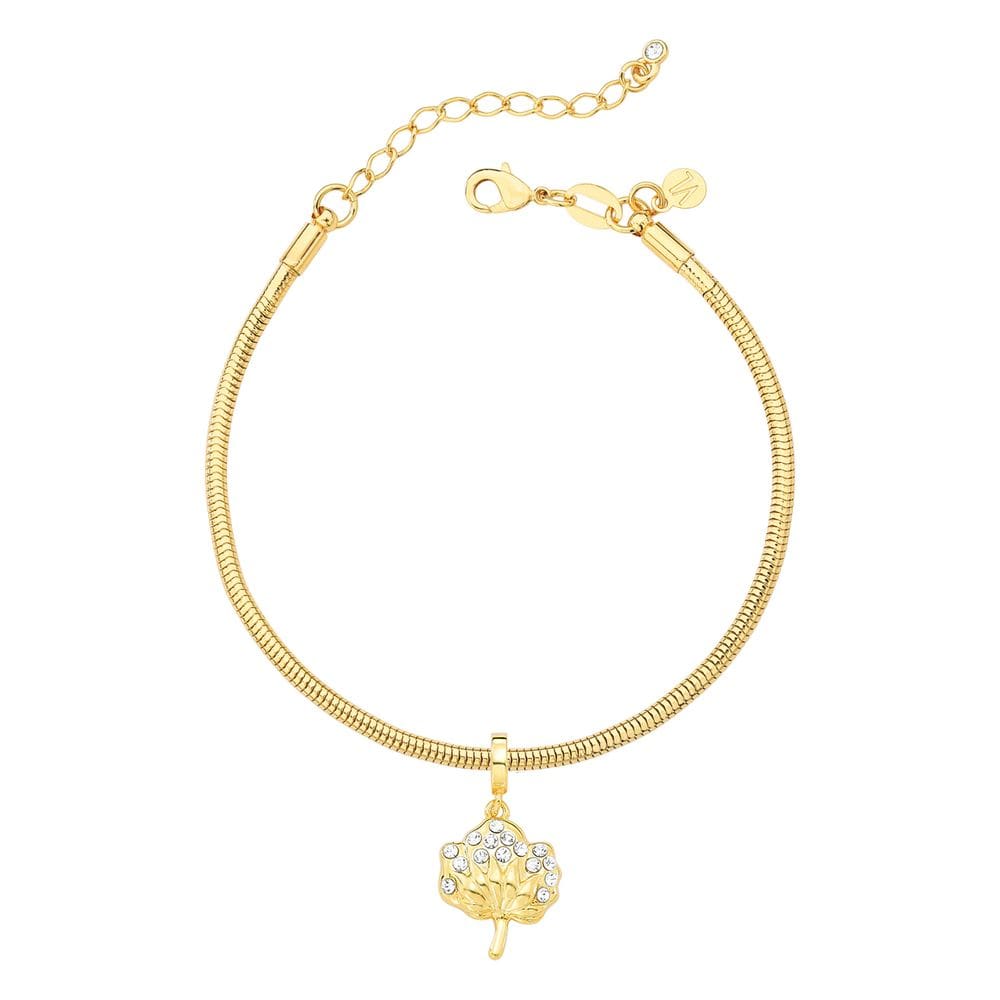 Pulseira Rabo de Rato com Charm Algodão Grande Revestido em Ouro