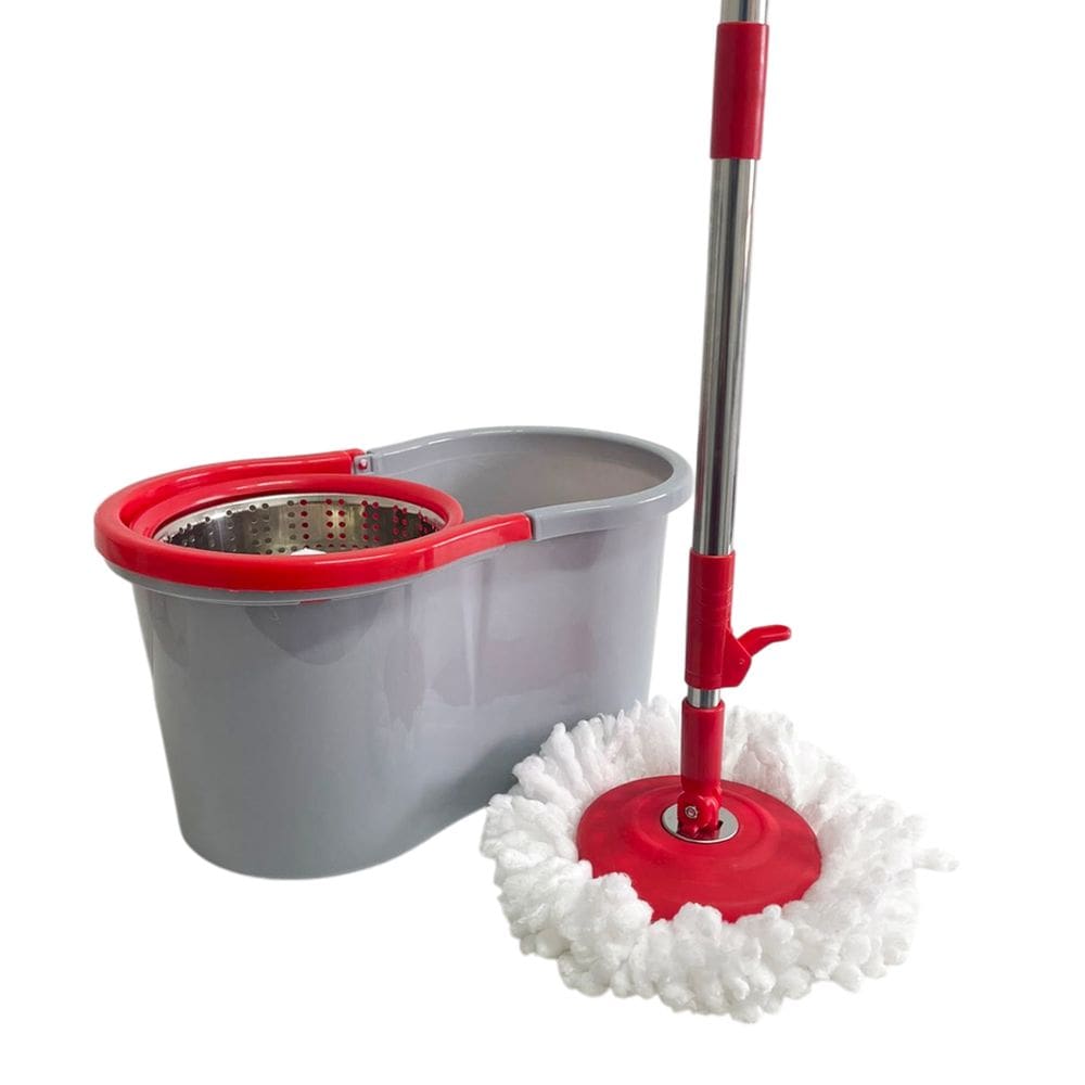Mop Giratório Inox Limpeza Completa Lava E Seca Balde Centrifugador Esfregão 9 Litros