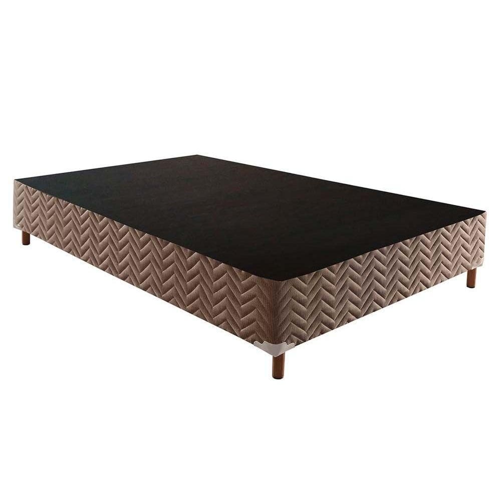 Cama Box Base Casal Sommier Rústico Bordado Brown (138x188x20) - Paropas
