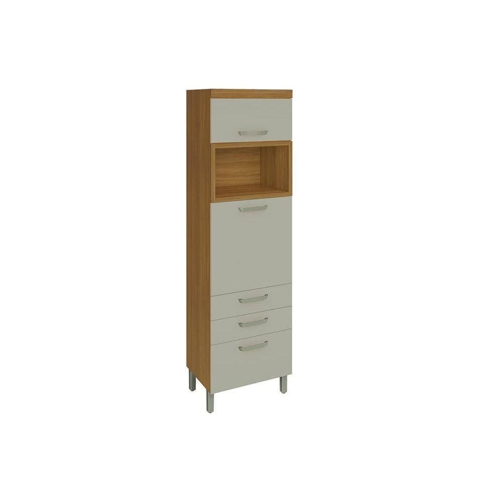 Módulo Cozinha Nesher Princesa Paneleiro c/ 2 Portas 3 Gavetas (1 Forno) 64cm Freijo/Off White
