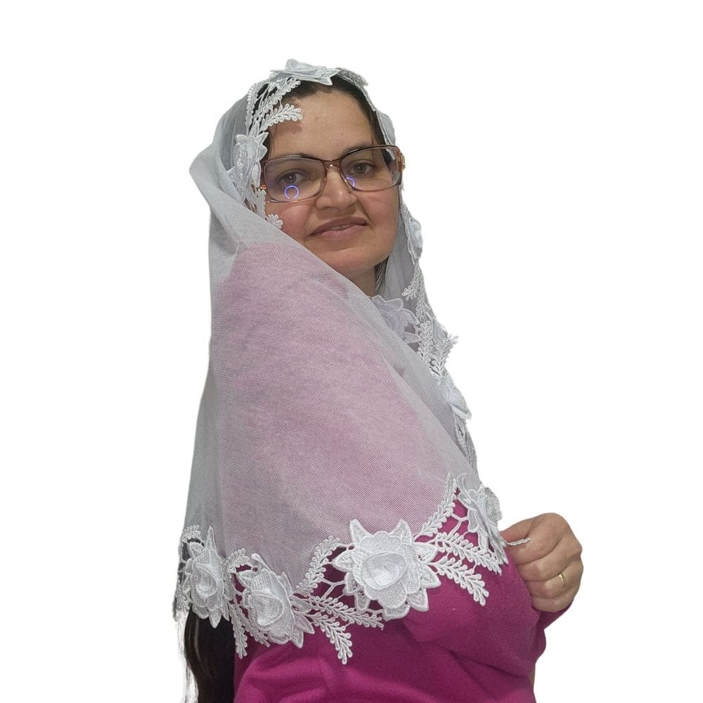 Véu CCB Luxo Renda 3D Rosas Folhas Com  Porta Véu Com Ziper