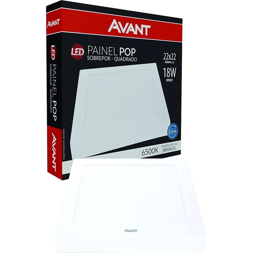 Painel Led Sobrepor Qd 18w 6500k Avant Branca