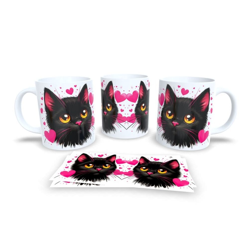 Caneca Cerâmica Personalizada Gato / Gatinho Preto - Modelo 785296