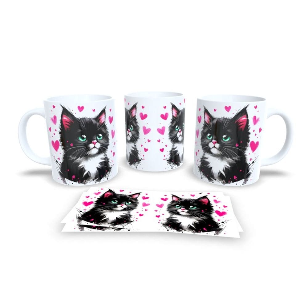Caneca Cerâmica Personalizada Gato / Gatinho Preto - Modelo 785294