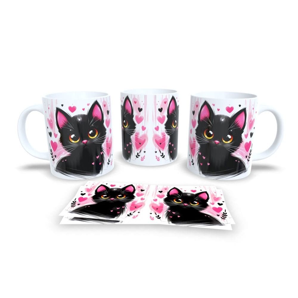 Caneca Cerâmica Personalizada Gato / Gatinho Preto - Modelo 785293