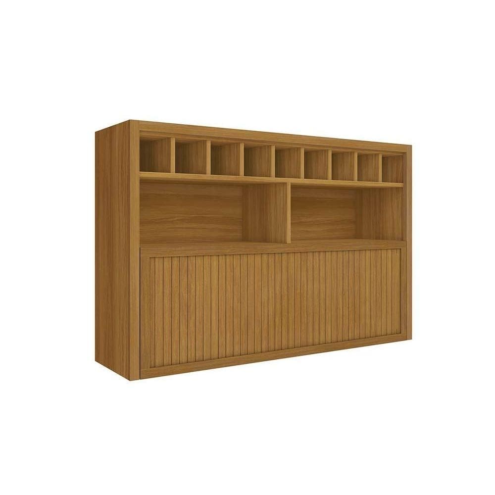 Armário Aéreo p/ Cozinha Baronesa/Imperatriz c/ 1 Porta Basculante Adega e Nicho Ripado 120cm Freijó - Nesher