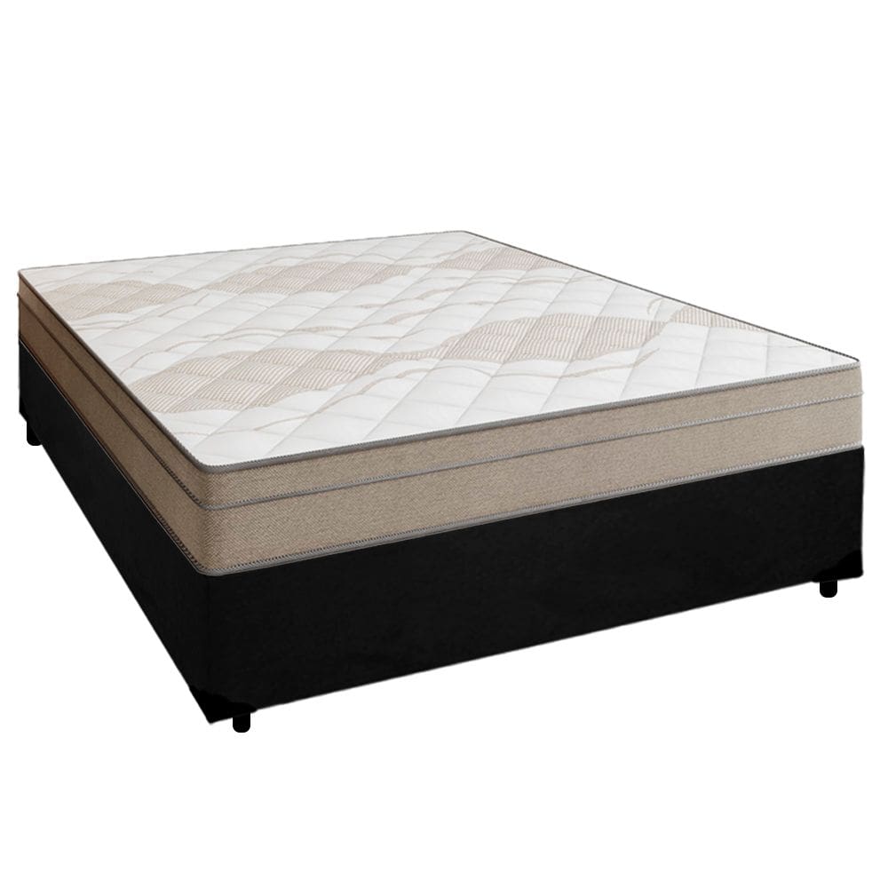 Cama Box Casal Suede + Colchão de Molas Ensacadas Portobel Ipanema - 138x188x65cm