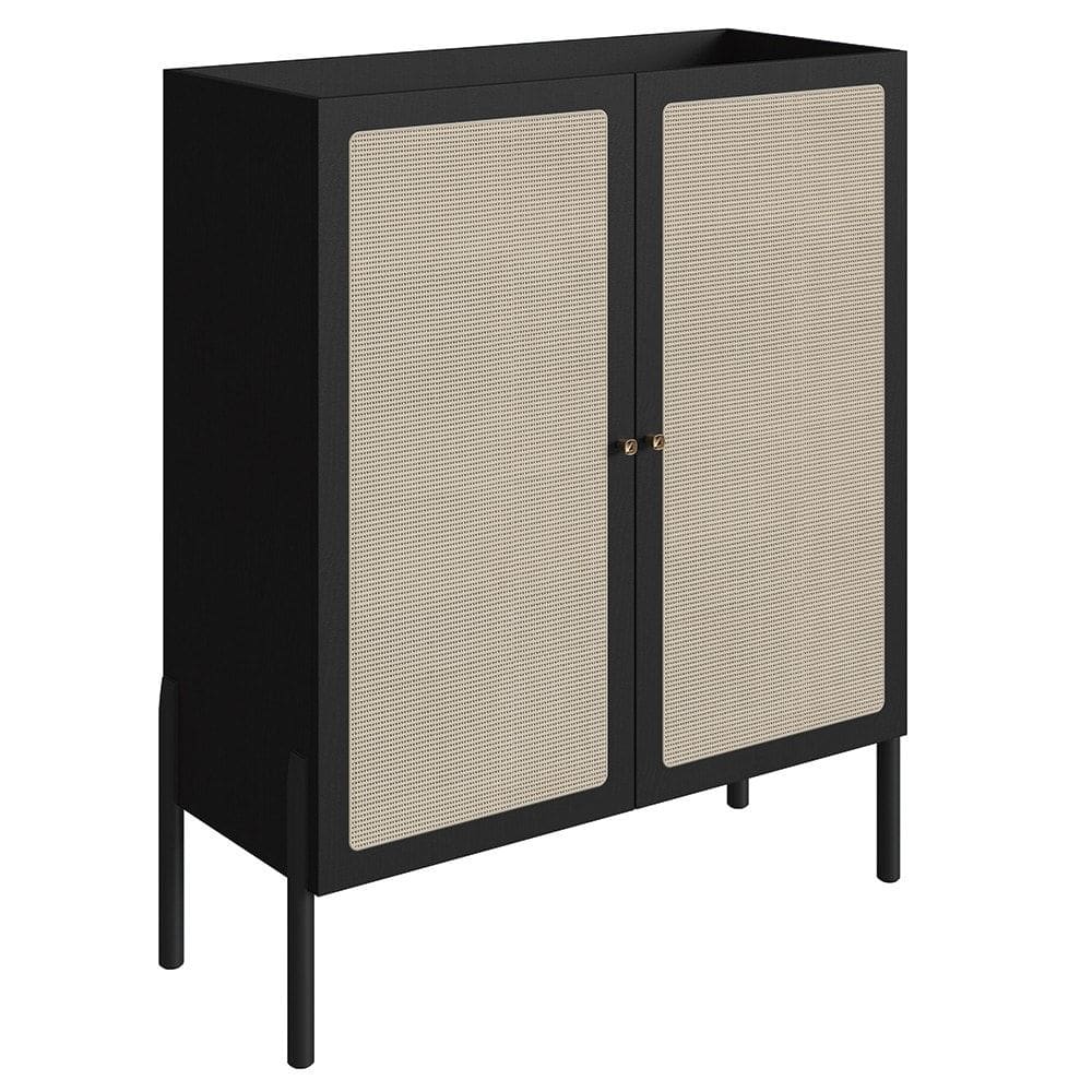 Armário Aparador Bar 2 Portas Pés Madeira Arlo A10 Nero/Preto - Mpozenato