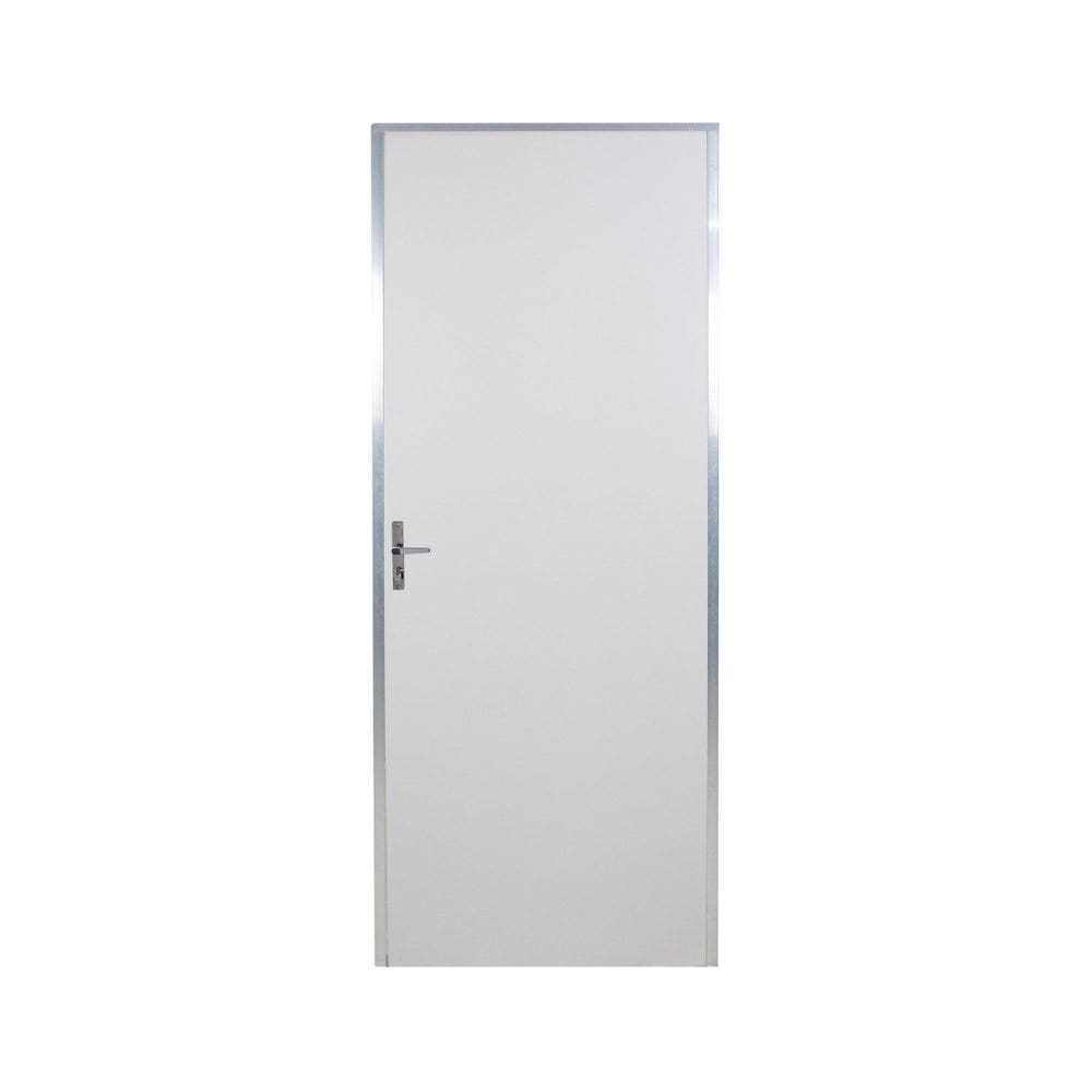 Kit Porta de Madeira Lisa 212x75cm com Batente de Aluminio 3,6cm Ecomadeiral MGM Branca