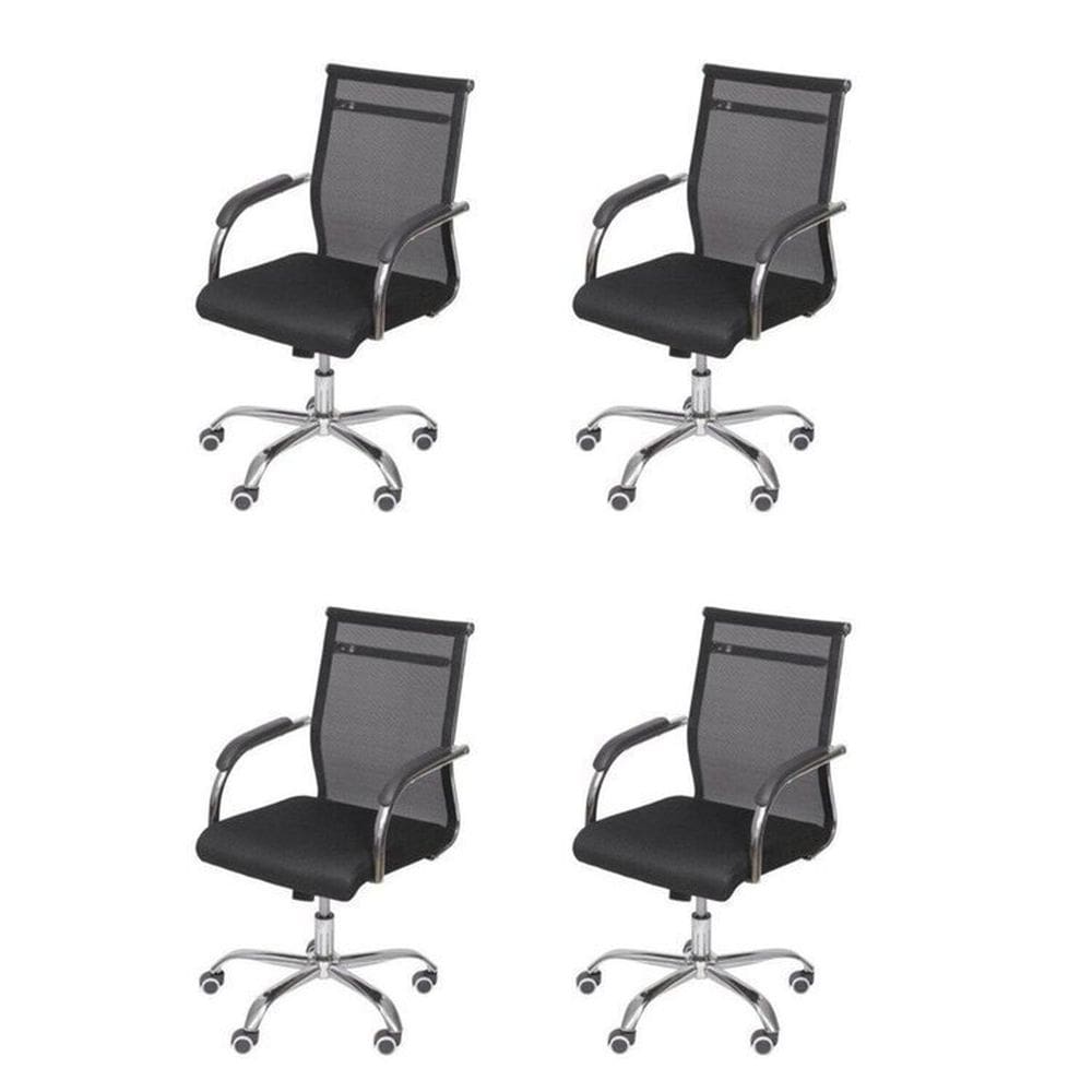 Kit 4 Cadeiras para Escritorio Diretor Baixa Roma 3312 Preto