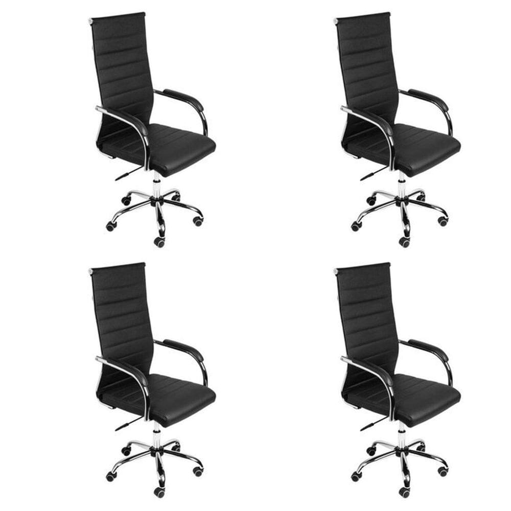 Kit 4 Cadeiras para Escritorio Presidente Esteirinha Florenca 3322 Preto