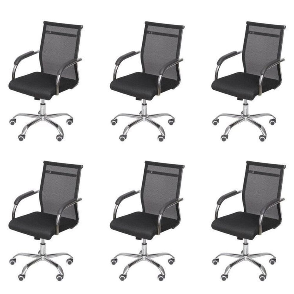 Kit 6 Cadeiras para Escritorio Diretor Baixa Roma 3312 Preto