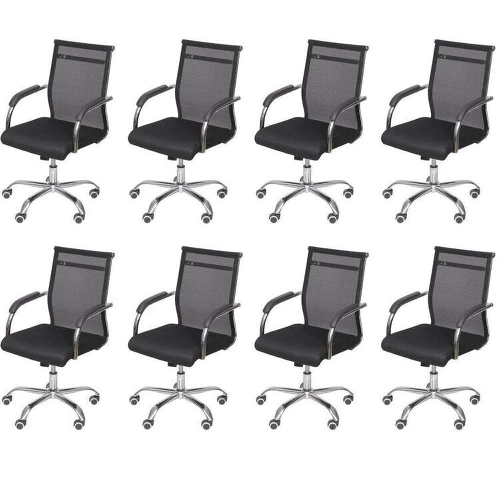Kit 8 Cadeiras para Escritorio Diretor Baixa Roma 3312 Preto