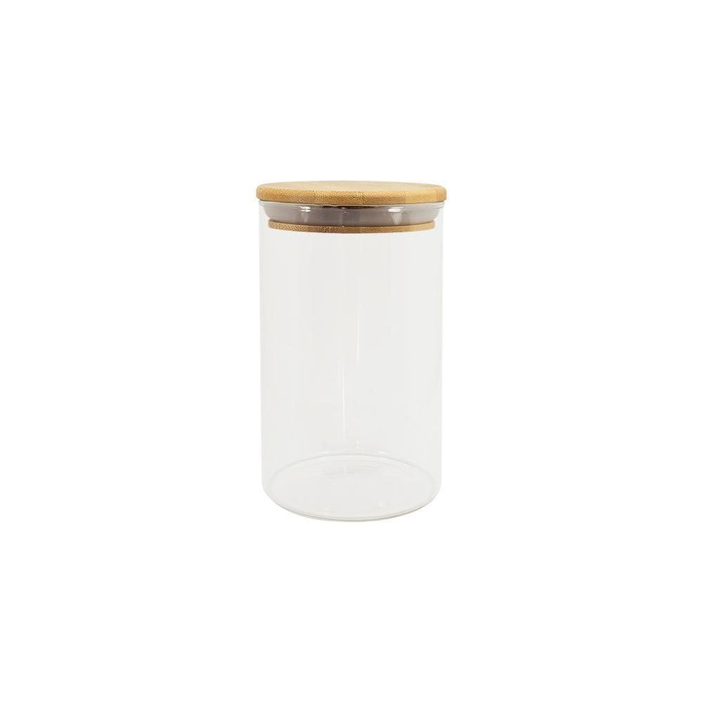 Pote de Vidro e Bambu Circular 1100ml - Oikos
