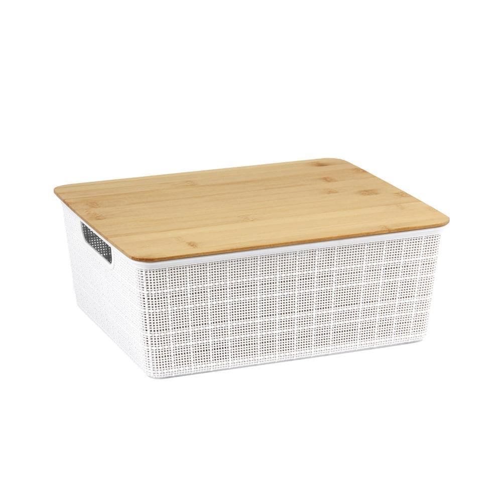 Caixa Organizadora Com Tampa De Bambu 35x14 - Oikos