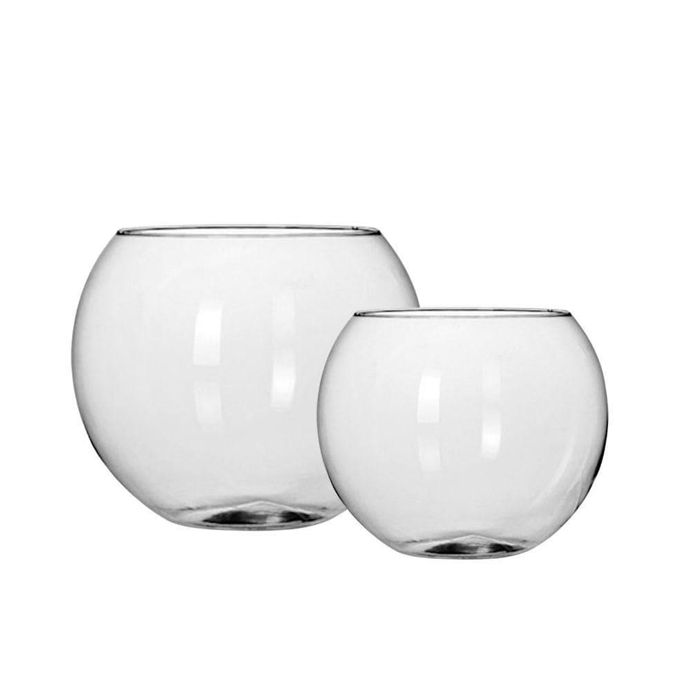 Kit Vaso Vidro Redondo Tipo Aquário 1,5 E 2,2 Litros Decoração E Terrários - Mistral