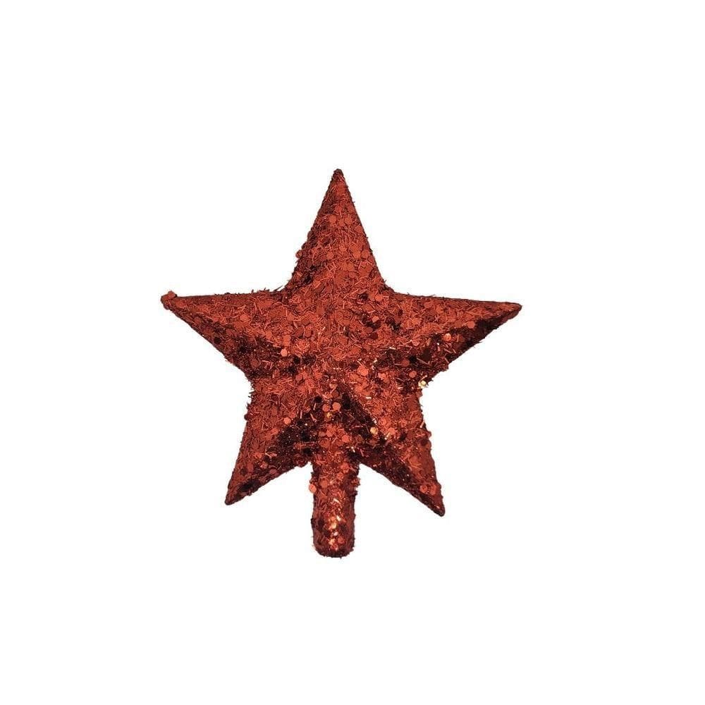 Ponteira Estrela Vidrilhos Glitter Vermelha Prime 15cm - Magizi