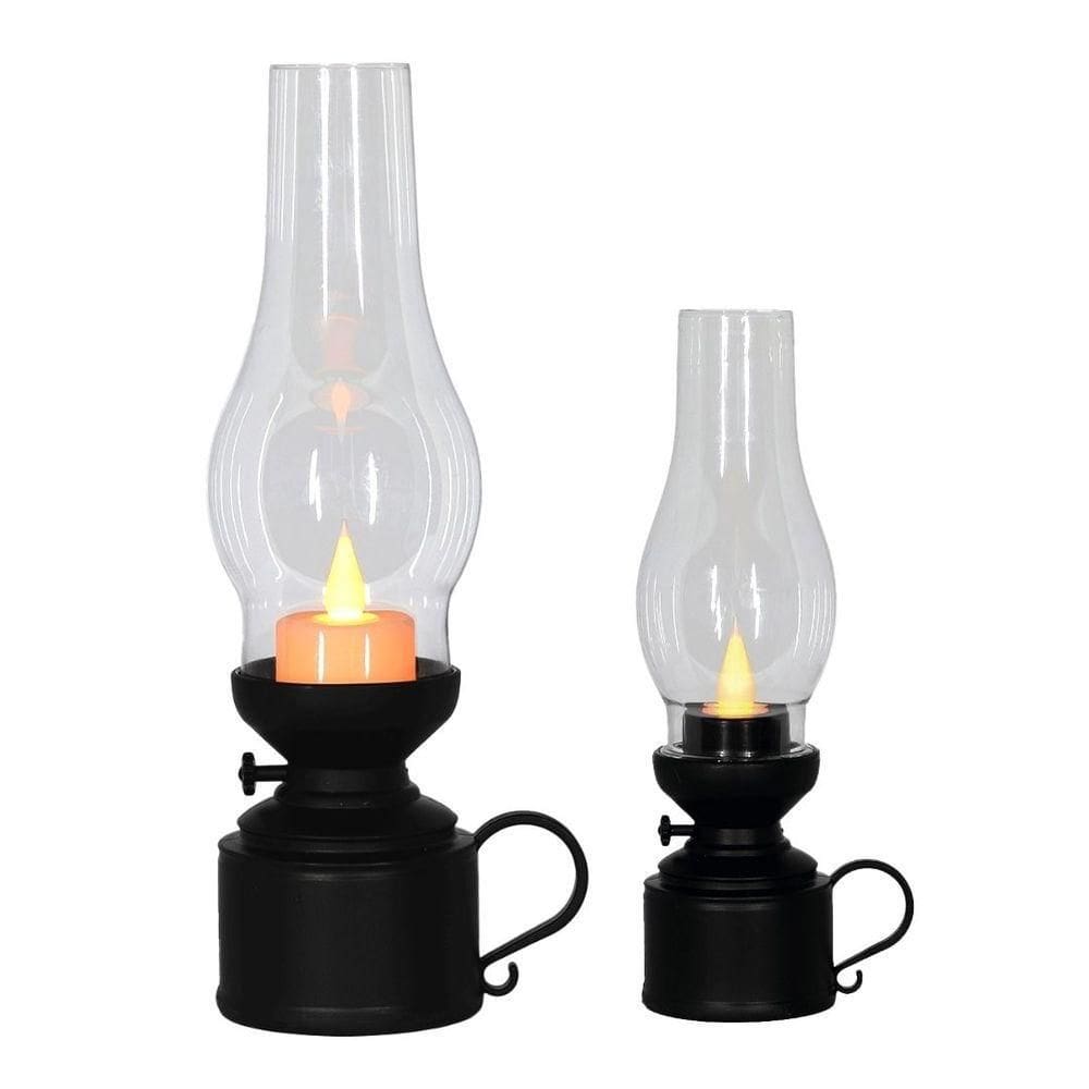 Jogo Lamparina Eletrônica Decorativa Vela Led Branco Quente 24cm E 18cm - Magizi