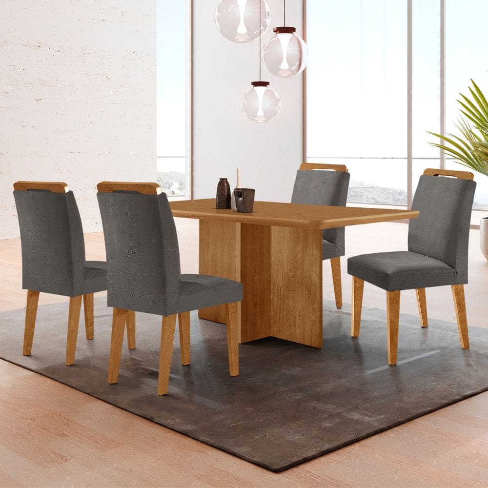 Mesa Olimpia 120 MDF canto copo e com 4 Cadeiras Athenas