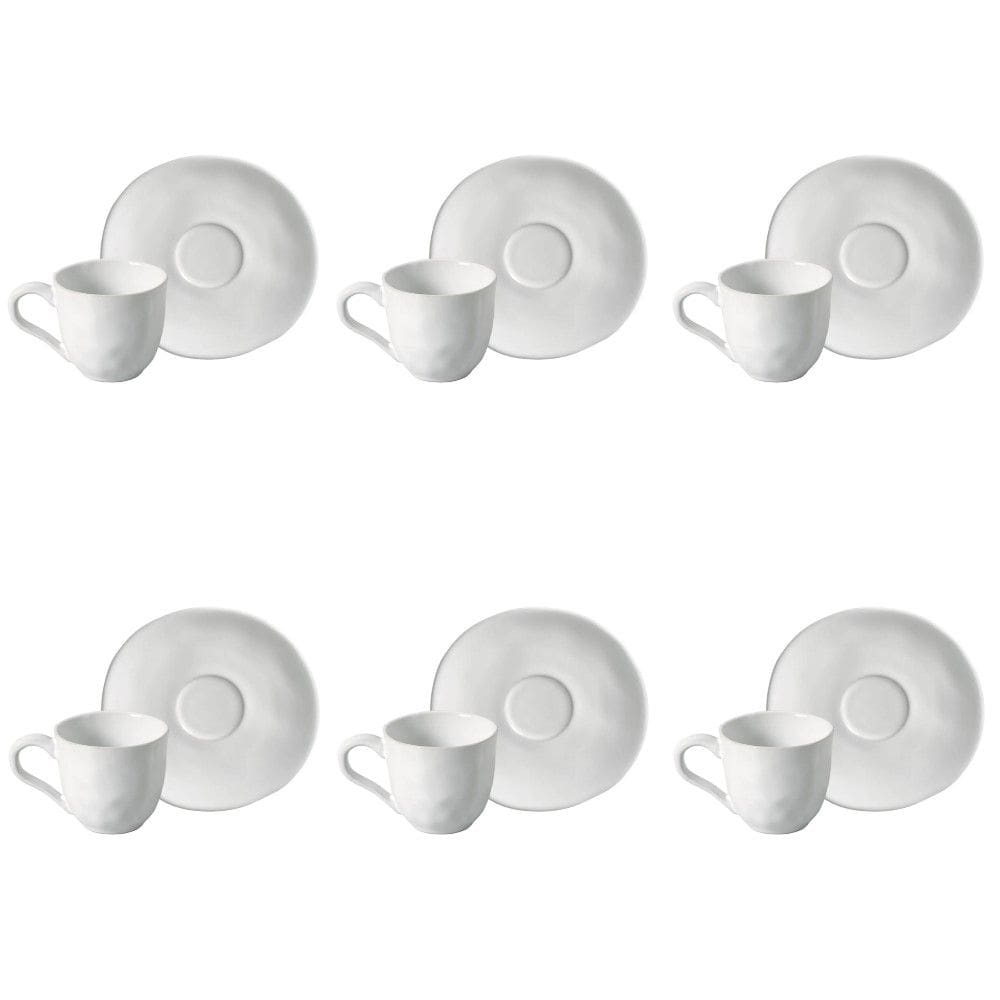 Conjunto de Xícara de Cafezinho com Pires 06 Peças Orgânico New White Porto Brasil