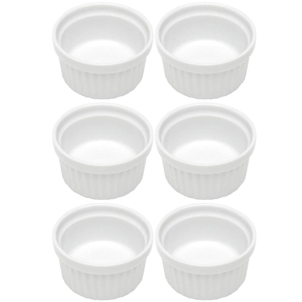 Kit 6 Ramequins Canelado 50ml Porcelana Classic Branco Lyor Servir Petiscos