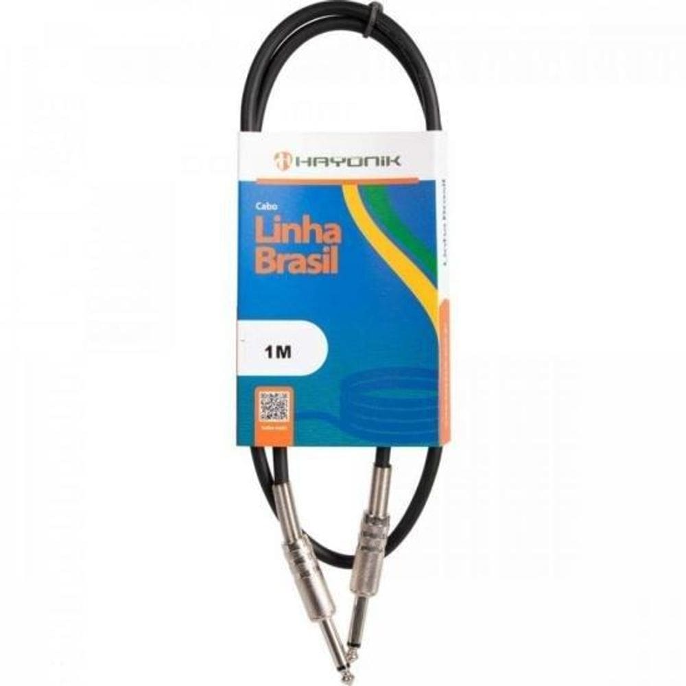 Cabo para Instrumentos Hayonik Linha Brasil P10 X P10 1m Preto [F003]