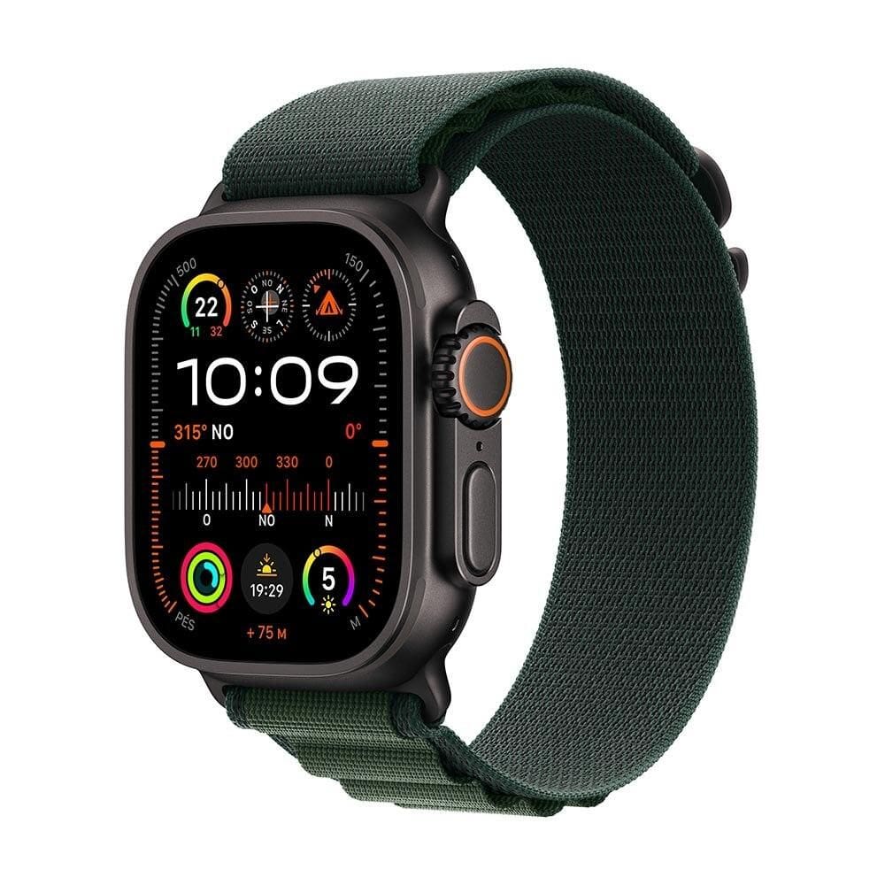 Apple Watch Ultra 2 GPS + Cellular • Caixa preta de titânio de 49 mm • Pulseira loop Alpina verde-escura – G