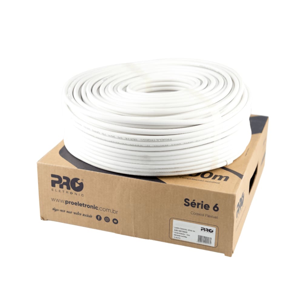 Cabo coaxial flexível RGC6 - 60% - 100m