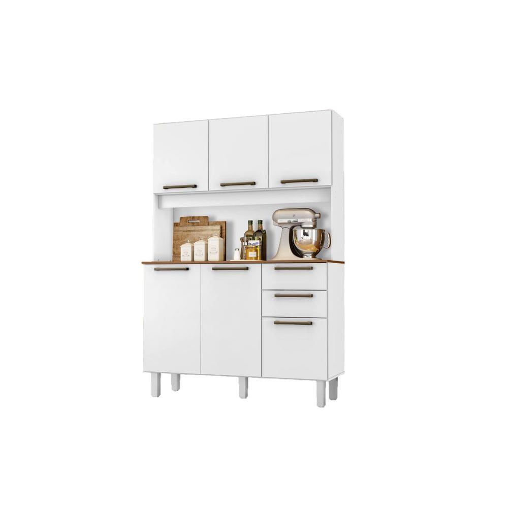 Armário de Cozinha 120cm 6 portas 2 Gavetas Pop Branco