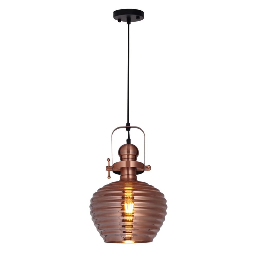 Pendente Gourmet Industrial Bronze Vidro 36cm 1E27