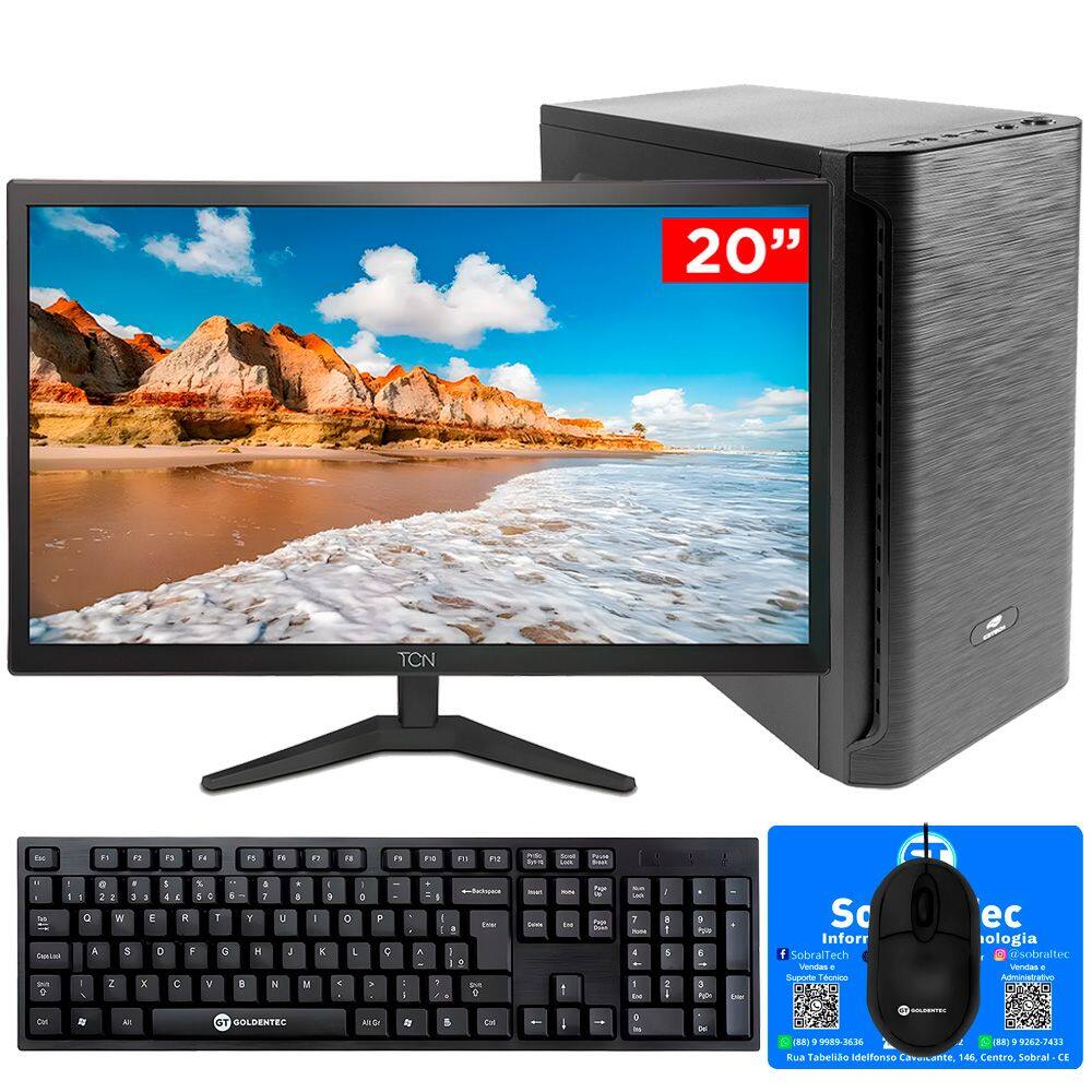 Computador Core i3-2120, 8GB, SSD 256GB, GT-H61 Slot M2, Rede Gigabit, 30BK, Monitor de 20``, Teclado e Mouse, Windows
