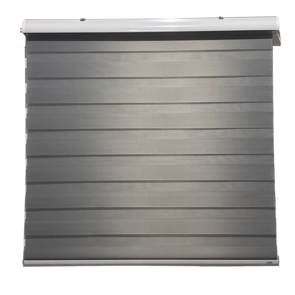 Persiana Rolo Duplo Tecido Zebra Cinza 160 (L) x 220 (A) Double Vision C/ Bandô e Kit Instalação