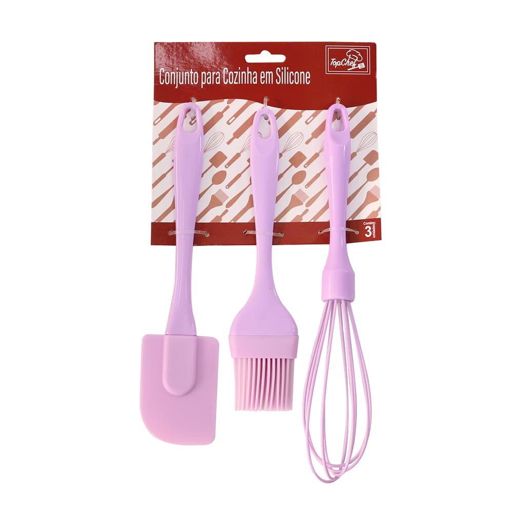 Kit Para Cozinha Em Silicone 3 Peças Confeiteiro Culinária
