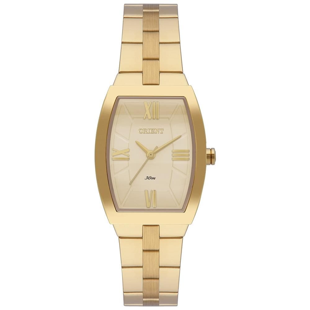 Relógio Orient Feminino Ref: Lgss0065 C3kx Retangular Dourado