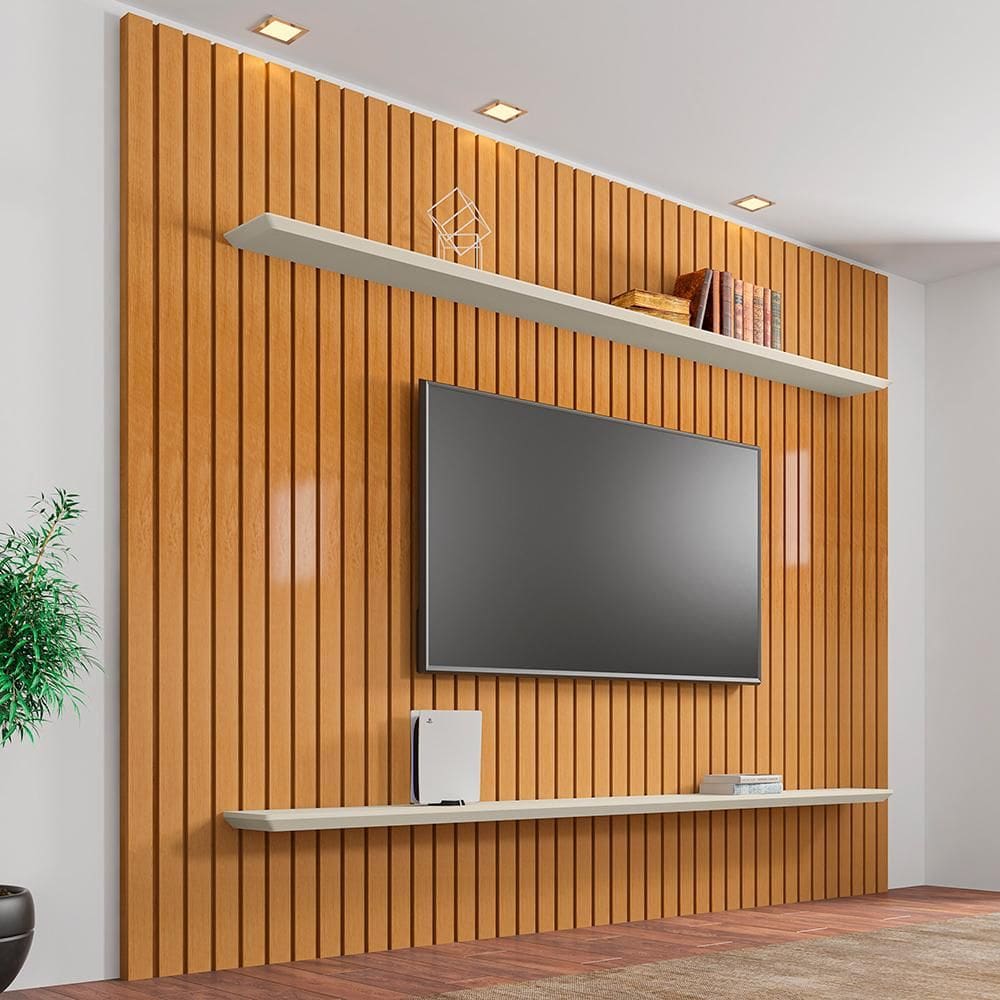 Painel Frisado para TVs de 60” Xangai Cinamomo Off White