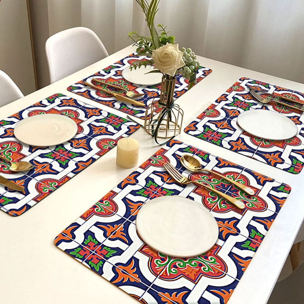 12 Jogo Americano Ornamental Impermeável Pvc 12 Lugares
