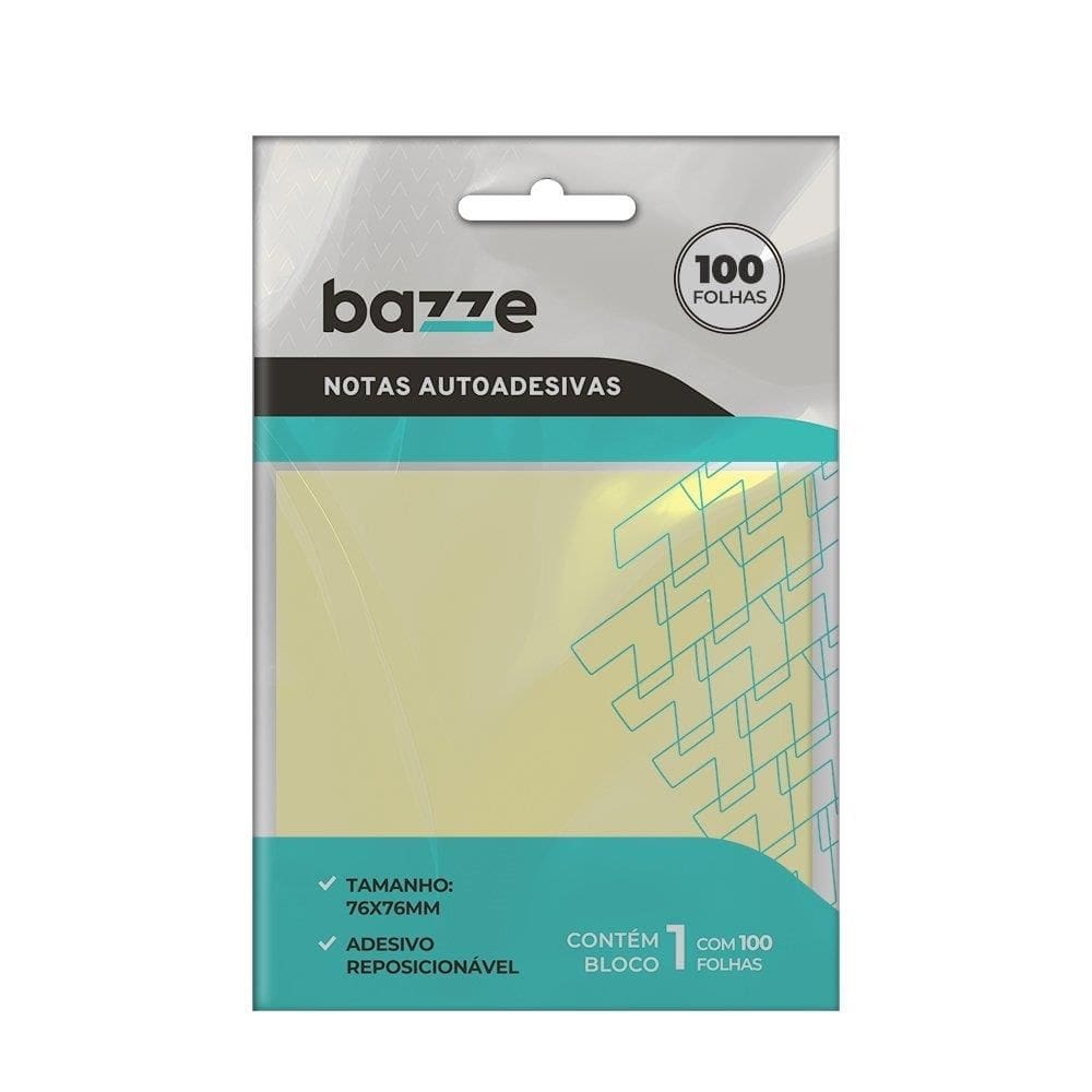 Nota Autoadesiva Bazze 76X76mm 100F Amarelo Poly 12X1