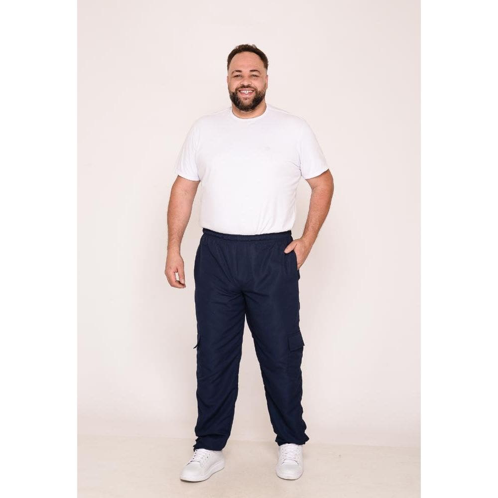 Calça Masculina Big Nylon Azul Marinho 7788 [F075]