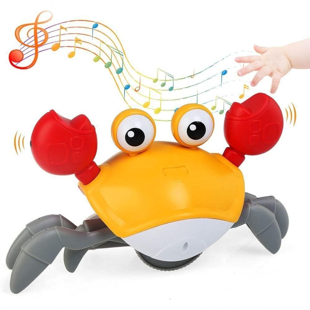Brinquedo Caranguejo Fujão Música Luz Sensor - Amarelo