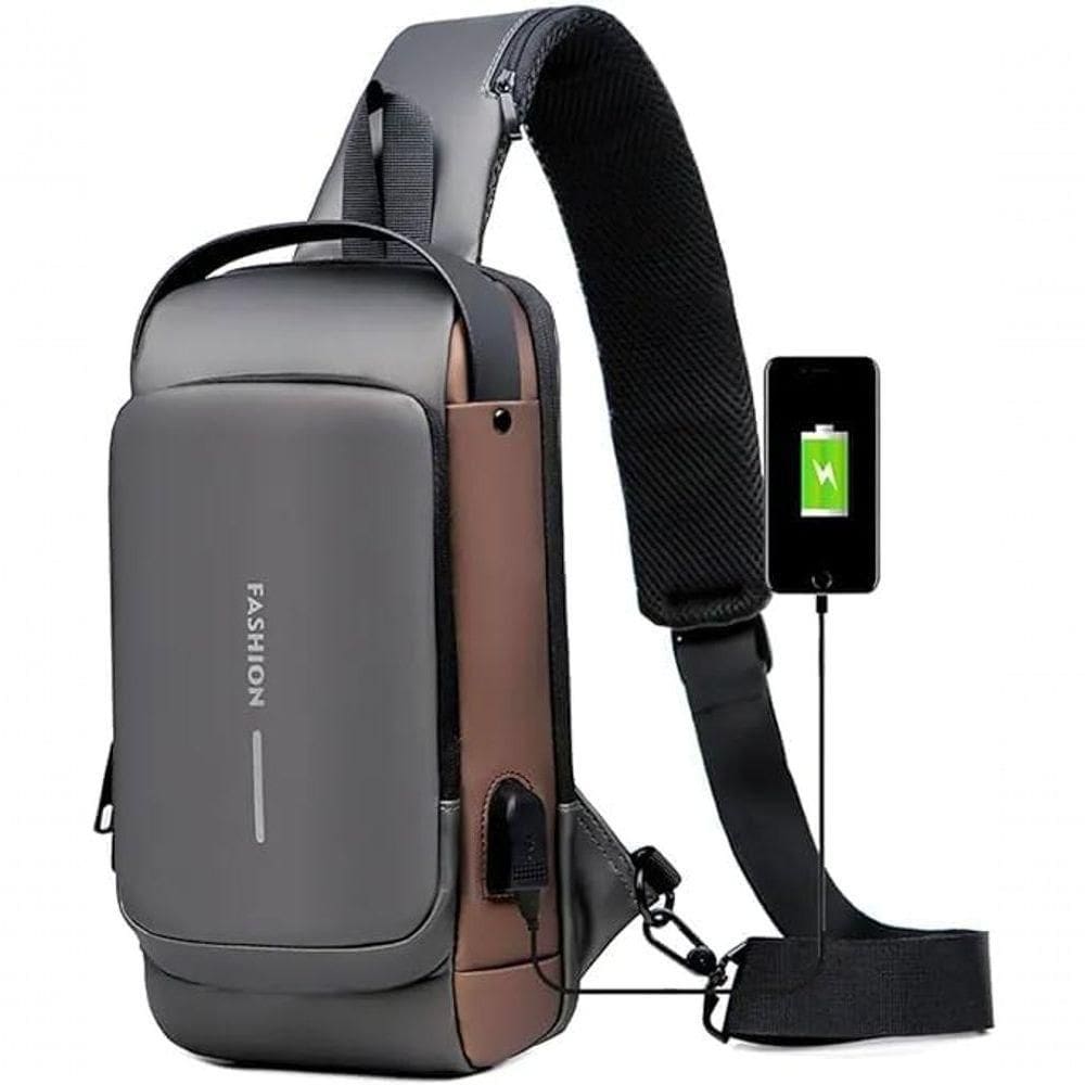 Pochet Masculina Com Cadeado à Prova D\`água Anti-roubo Cinza