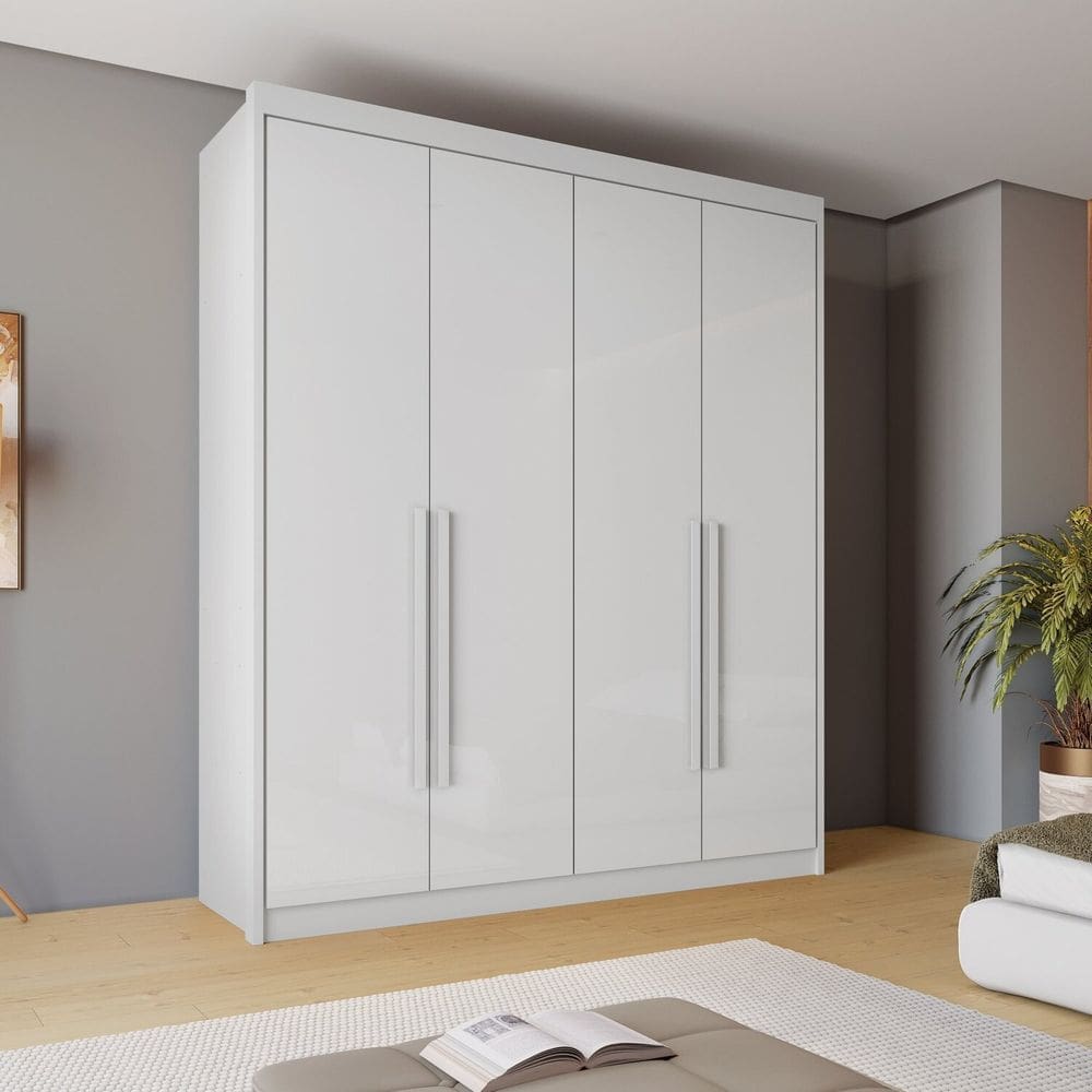 Guarda-roupa Casal 4 Portas 4 Gavetas Eloa Branco